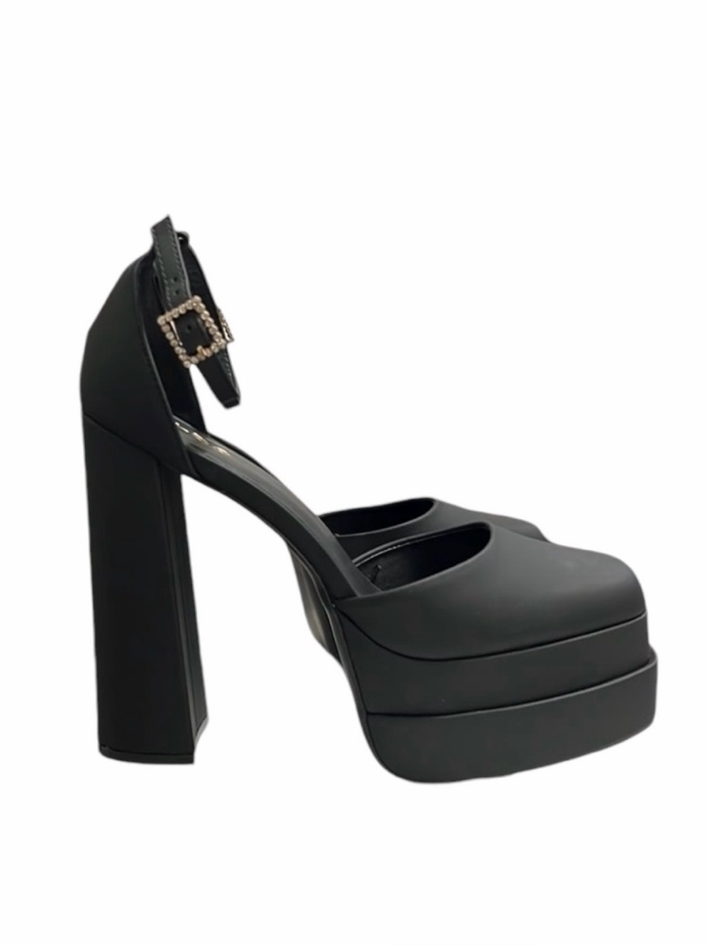 Aldo Black Platform Pumps w/Ankle Strap Size 8.5